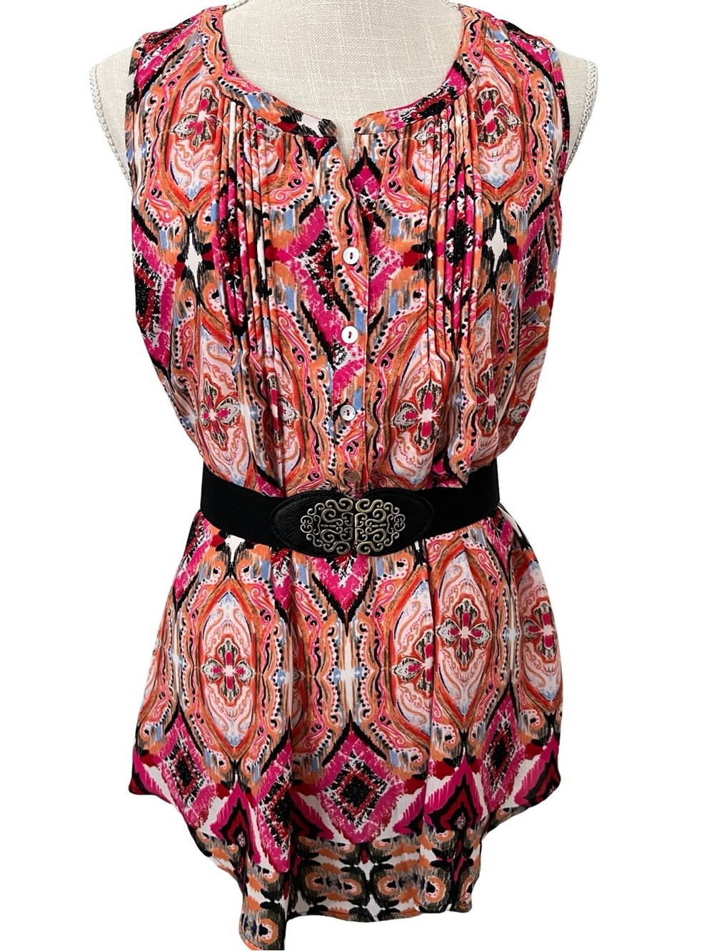 Anthro DANIEL RAINN Pintuck Button, Split Neck Top